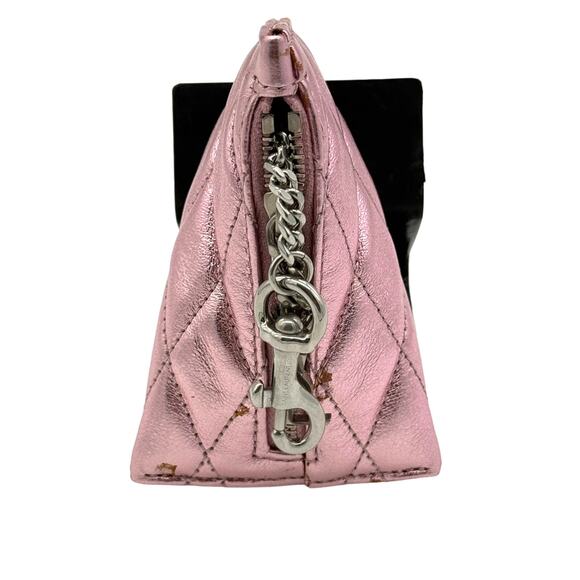 Saint Laurent Berlingo YSL Quilted Metallic Bag Charm*Brand-New w/Dustbag! Pink - Picture 1 of 8